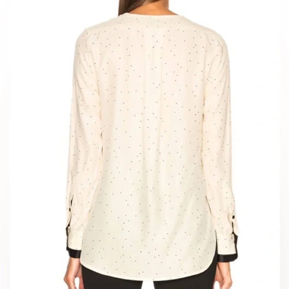 rag & bone silk drape Wrap victor Blouse Long Sleeves cream black womens size xs - Picture 2 of 8